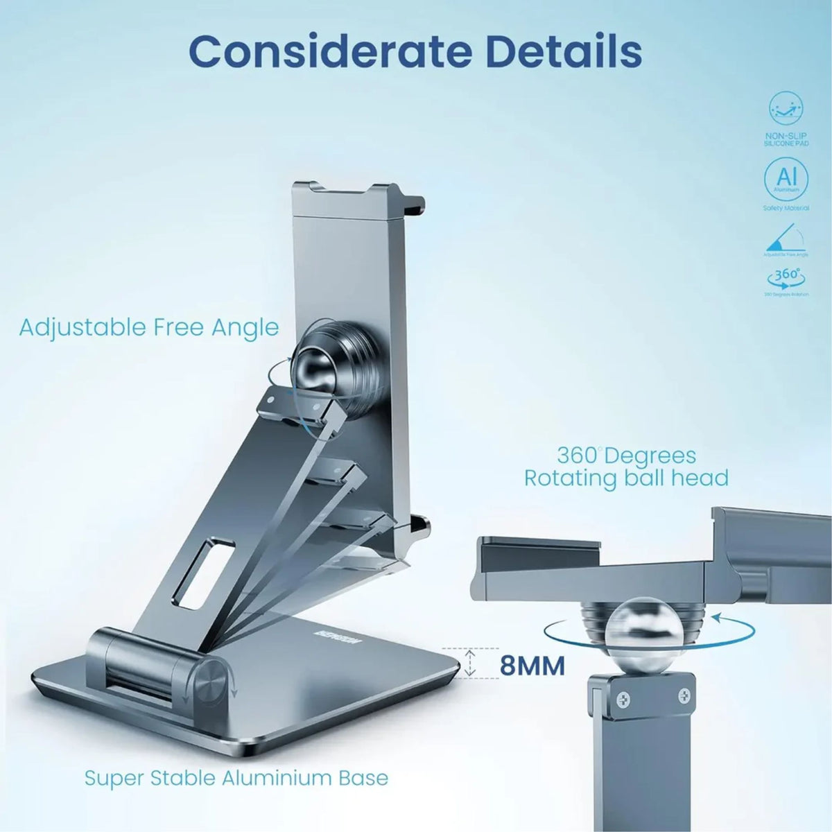 Remson Aluminum Tablet Stand Holder 360 Degree Rotation