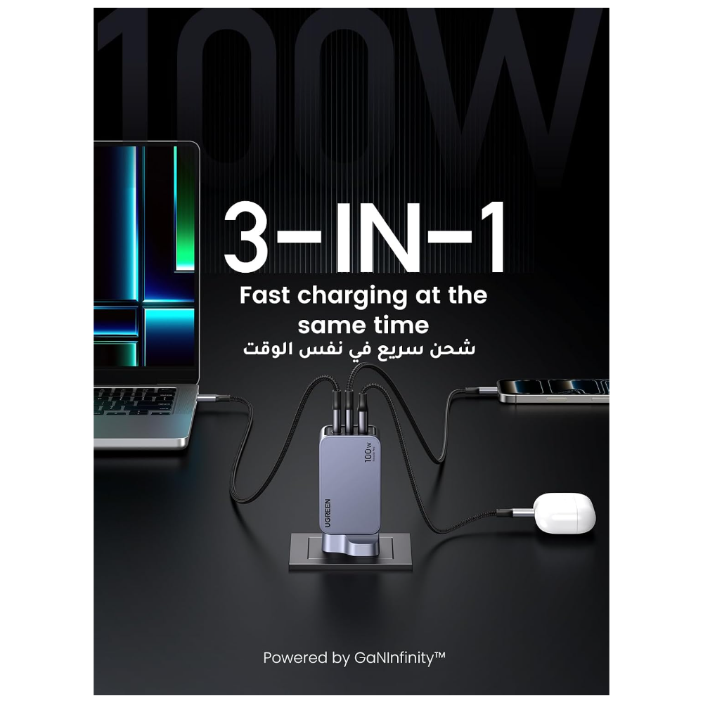 UGREEN Nexode Pro 3-Port Gan Fast Charger 100W (X757)