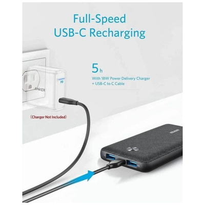 Anker Fast Charging Super Slim Power Bank (10,000 mAh, 20W) (A1248h31)