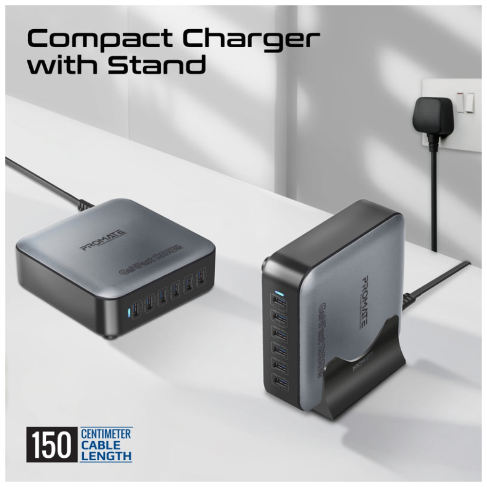 Promate 285W Ultra-Fast GanFast™ Multi-Port Desktop Charging Station