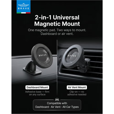 Brave 2-in-1 Universal Magnetic Car Mount