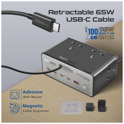 Promate 3250W Quad AC Sockets GaNFast™ PD 3.1 Charging Station
