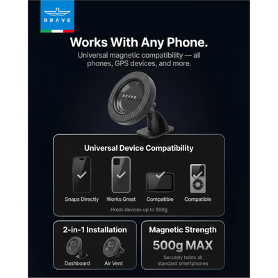 Brave 2-in-1 Universal Magnetic Car Mount