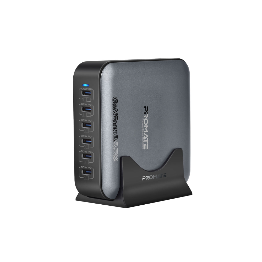 Promate 285W Ultra-Fast GanFast™ Multi-Port Desktop Charging Station