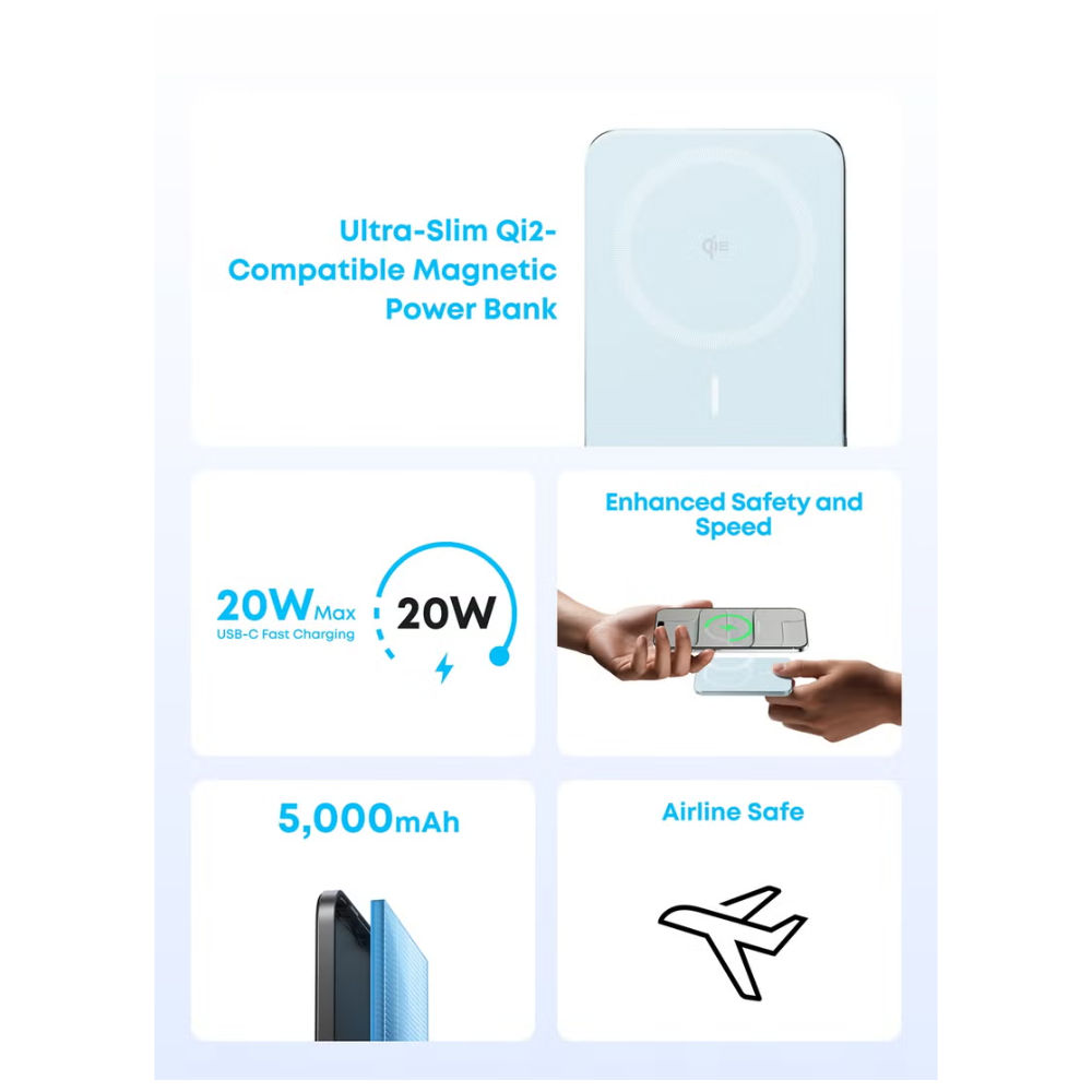 Anker Nano Card-Like Wireless Power Bank (5,000 mAh, 15W) (A1665H61)