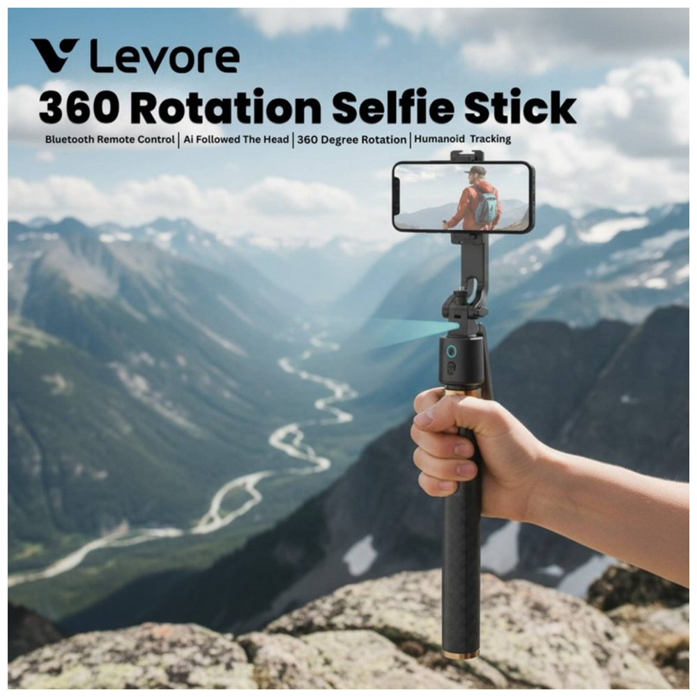 Levore AI Auto Tracking Selfie Stick 1.8m Black – LST10