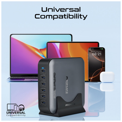 Promate 285W Ultra-Fast GanFast™ Multi-Port Desktop Charging Station