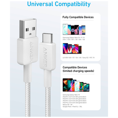 Anker Braided USB-A to Type-C Cable Cable 6ft (a81h6h21)